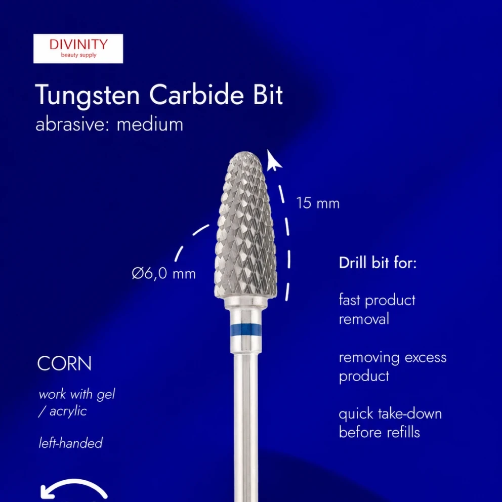 Divinity carbide bit CORN for left-handed